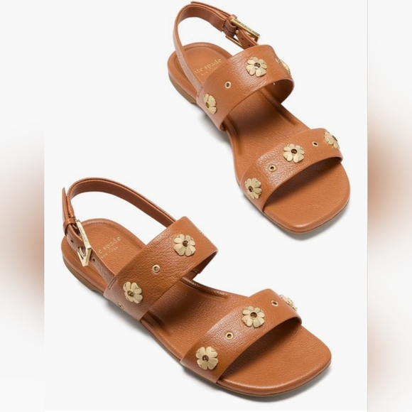 kate spade Shoes - Kate Spade Brown Flower Studded Flat Sandals 8